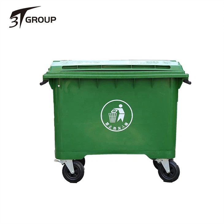 Green With Lid Plastic Waste Bin factory